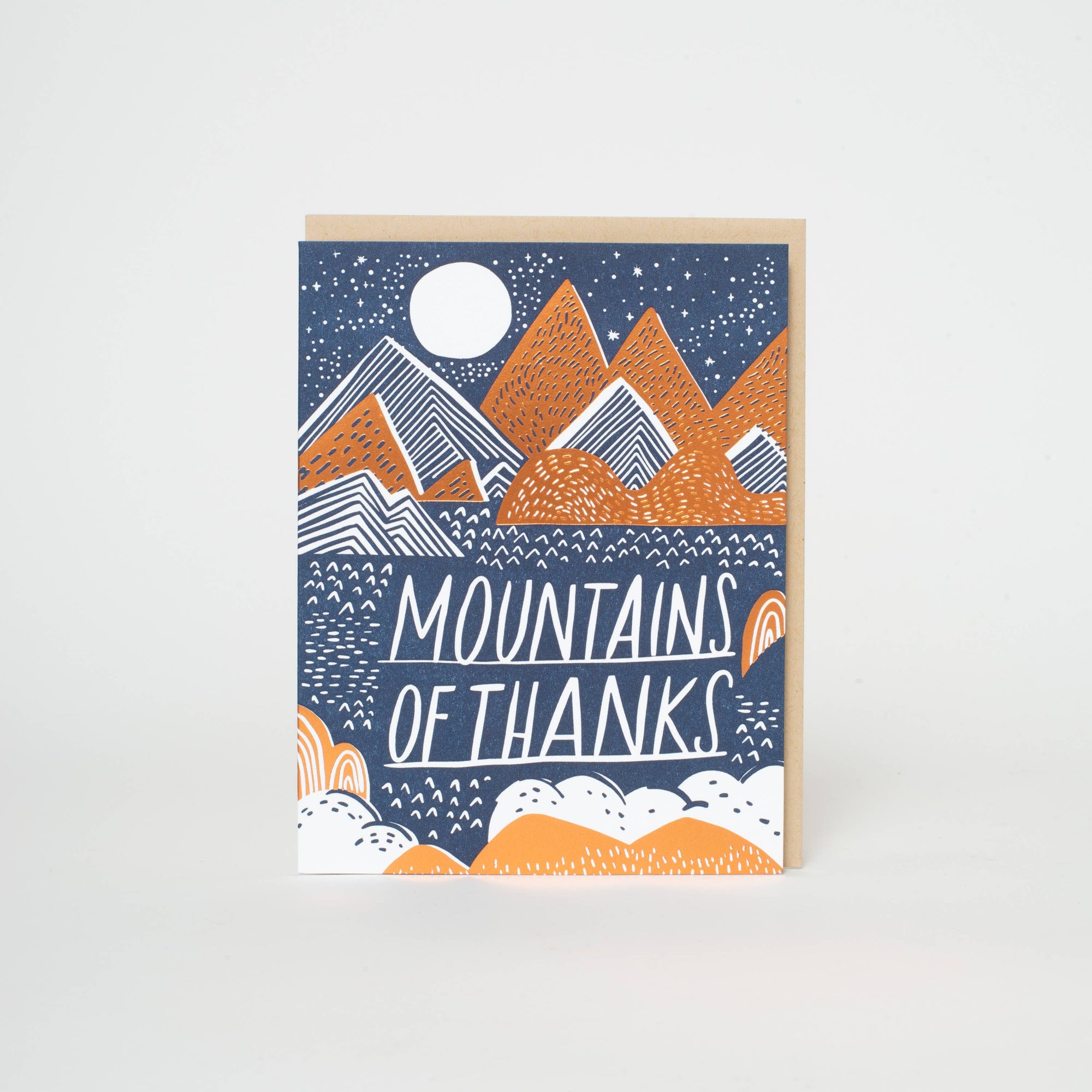 Mountains Of Thanks Letterpress Greeting Card by Hello!Lucky