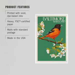 PREMIUM POSTCARDS Baltimore, Maryland, Oriole Letterpress