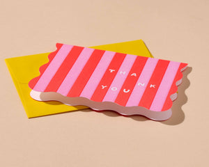 Stripes Letterpress Thank You Card Set (10) - Red/Pink