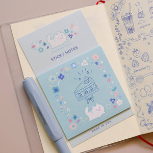Sticky Notes - Floral White Cat