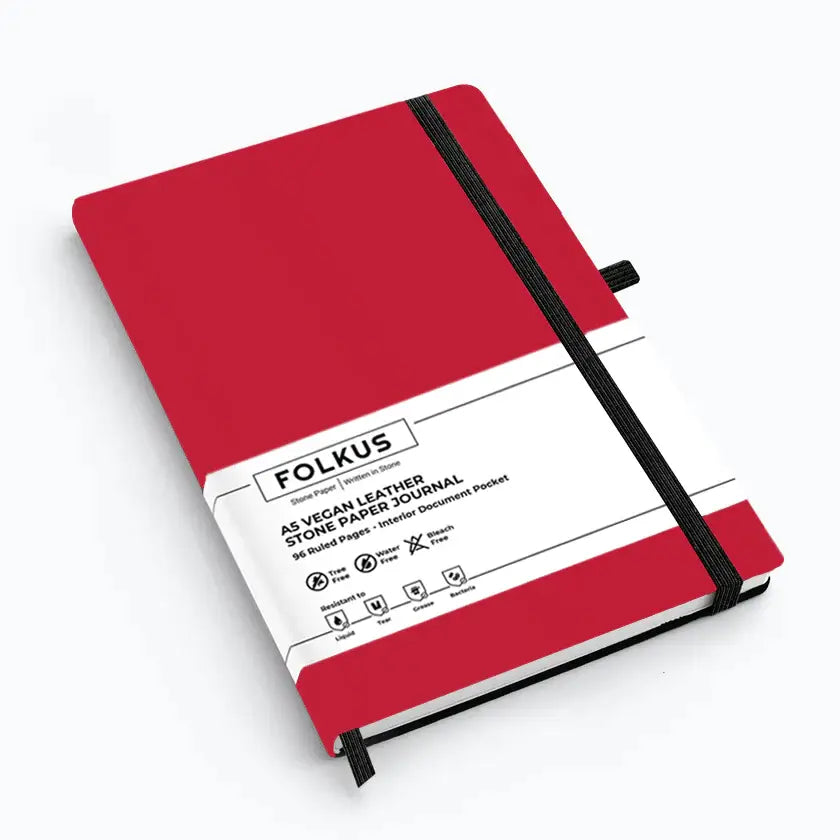 LeVar - Red A5 Stone Paper Journal (Ruled)