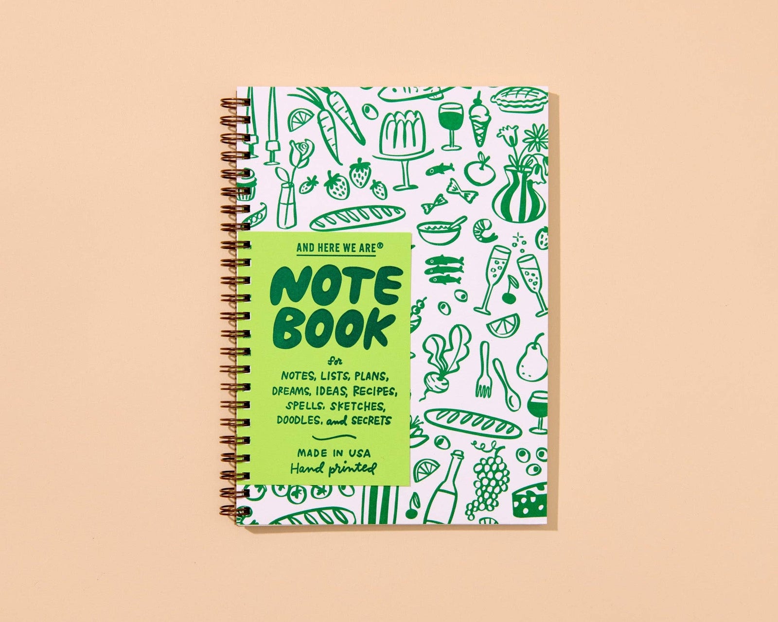 Icons A5 Letterpress Spiral Notebook - Made in USA - Food - Snack - Dinner Party - Charcuterie - Housewarming Gift - Recipe Journal - Back to School