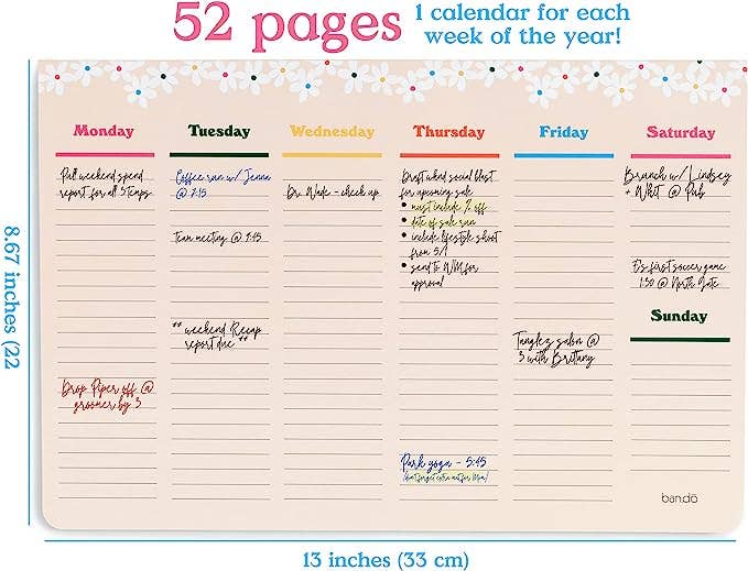 Week-To-Week Mega Desk Notepad - Daisies