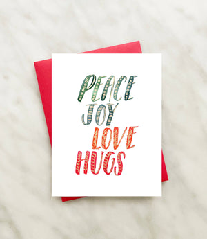 peace love hugs foil holiday card