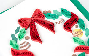 Holiday Wreath with Ornaments Gift Enclosure Mini Card