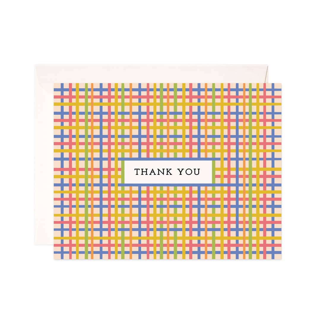Plaid Thank You Greeting Card - Thank You Card: Single Card