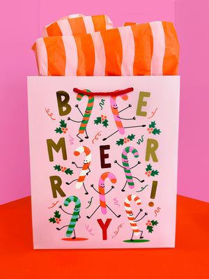 Be Merry Candy Cane Gift Bag