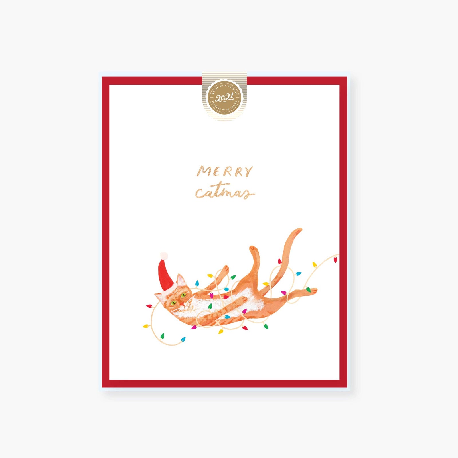 Merry catmas foil holiday card: Single