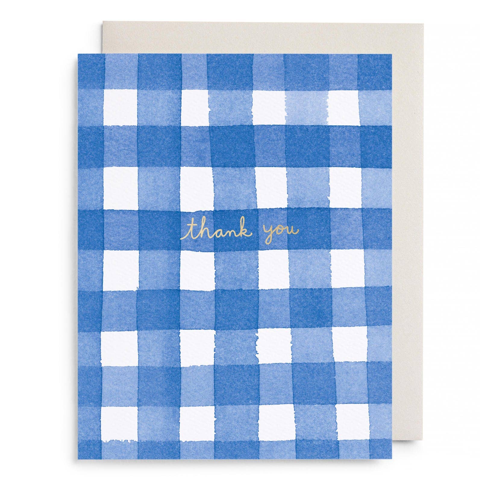 Blue Gingham Thank You Greeting Card