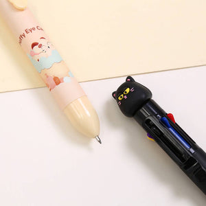 Puffy Eye Cat 8-Color Retractable Ball Pen