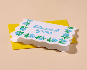 Floral Cross Stitch Letterpress Thank You Card Set (10) - Bridal Shower Baby Shower - Made in USA