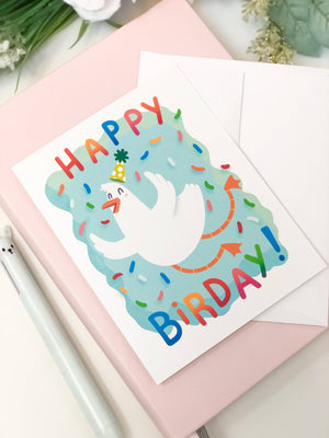 Happy Birthday Funny Bird Greeting Card