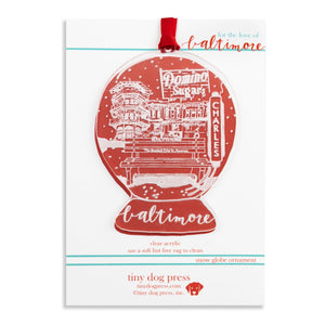 Baltimore Maryland | Snow Globe | Ornament: Wood