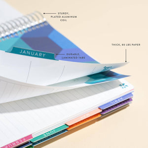 7x9 Monthly Planner - Mantra cover, Hexagon theme