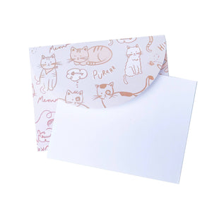 Cat Patterned Envelope Note Set