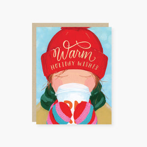 Warm Holiday wishes New England holiday card: Single card