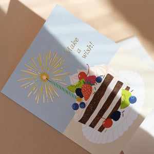 MAKE A WISH BIRTHDAY CAKE | greeting card
