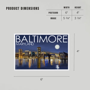 PREMIUM POSTCARDS Baltimore, Maryland, Skyline at Night