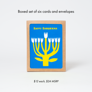 Hanukkah Flower Menorah Greeting Card by Suzy Ultman