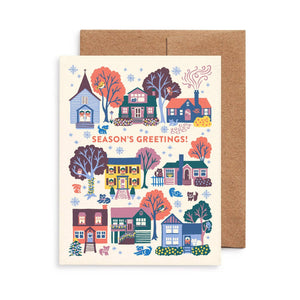 Holiday Houses Greeting Card: Original Christmas Art