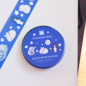 20mm Washi Tape - Silver Moon Rabbit