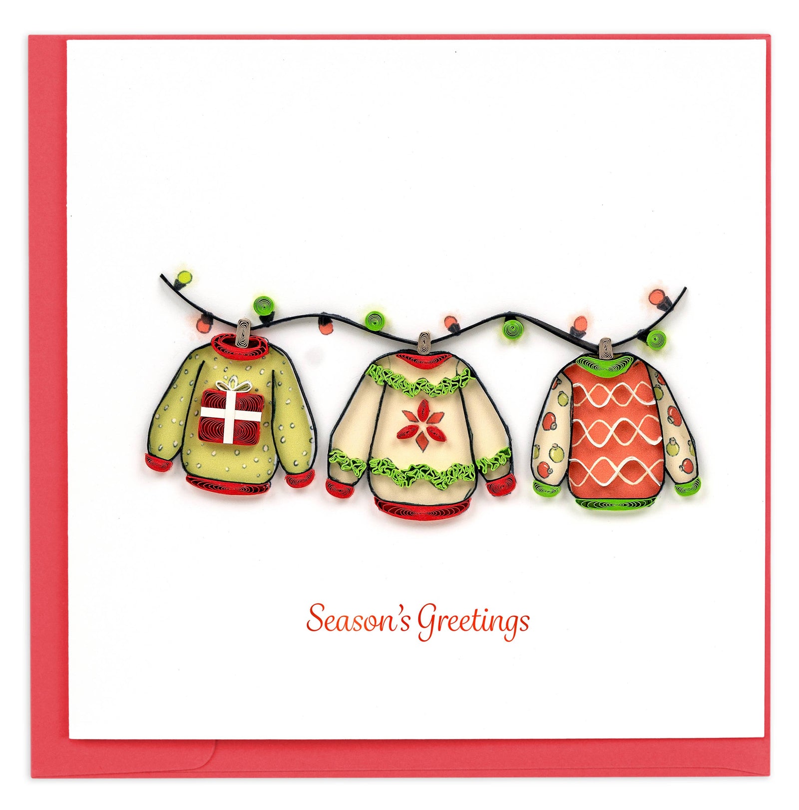 Quilled Christmas Sweaters Greeting Card