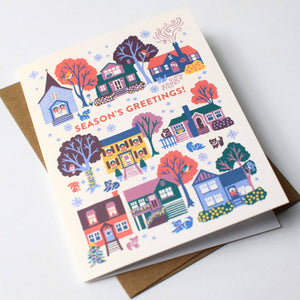 Holiday Houses Greeting Card: Original Christmas Art