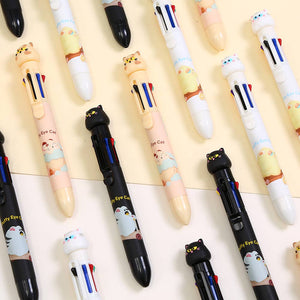 Puffy Eye Cat 8-Color Retractable Ball Pen