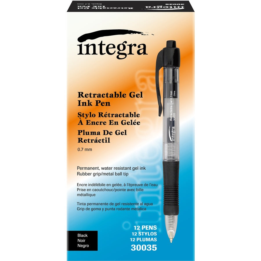 Integra Retractable 0.7mm Gel Pens - 1 Dozen