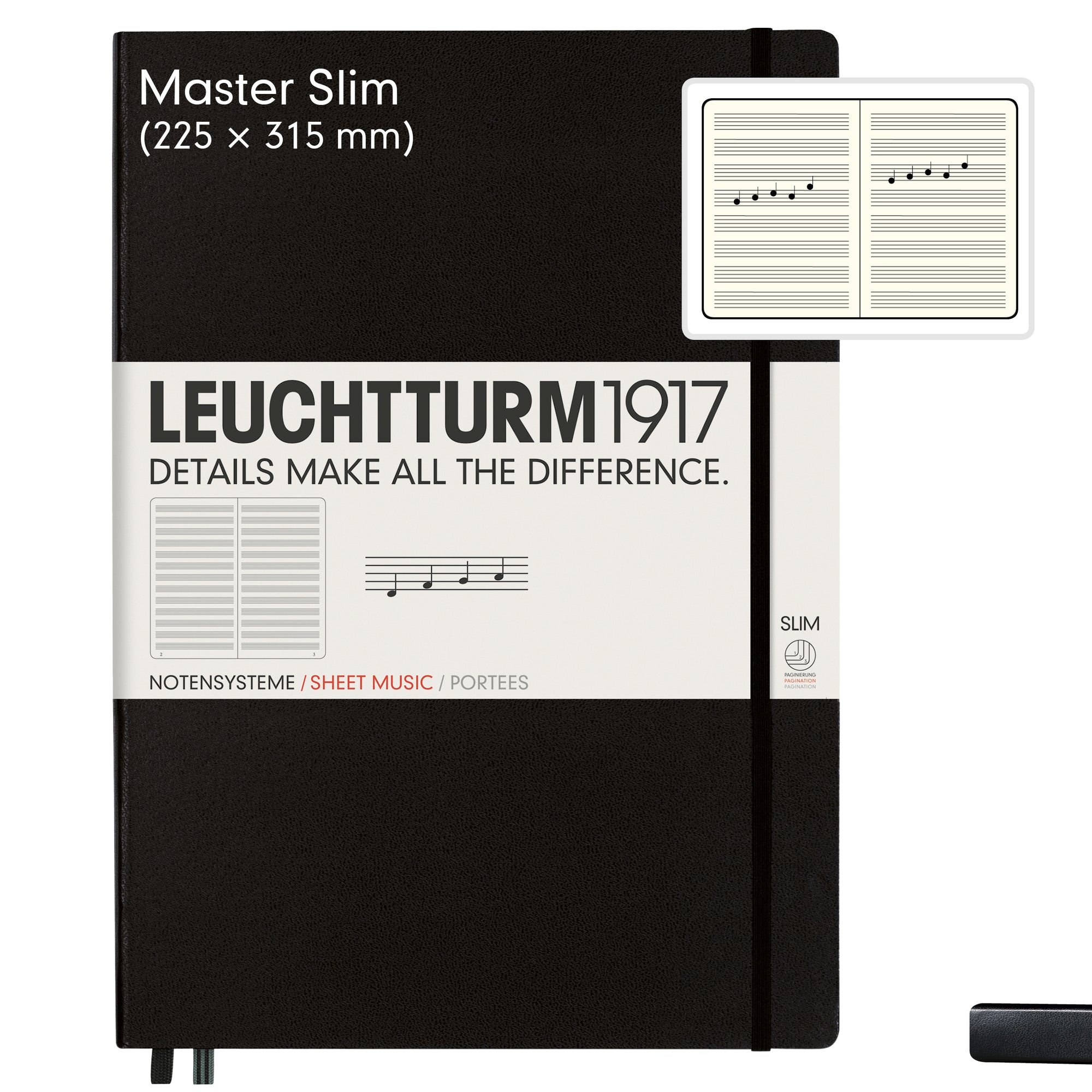 A4+ Sheet Music Master Classic Notebook Slim Hardcover, LEUCHTTRUM1917