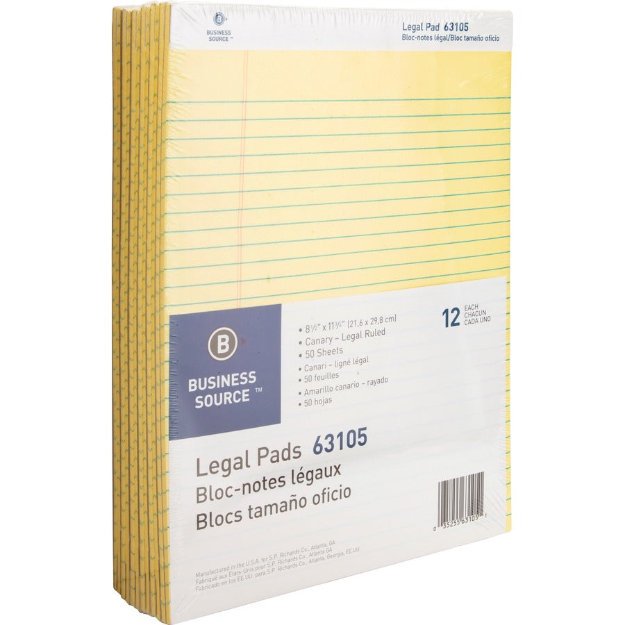 Business Source Micro-Perforated Legal Ruled Pads - 1 Dozen