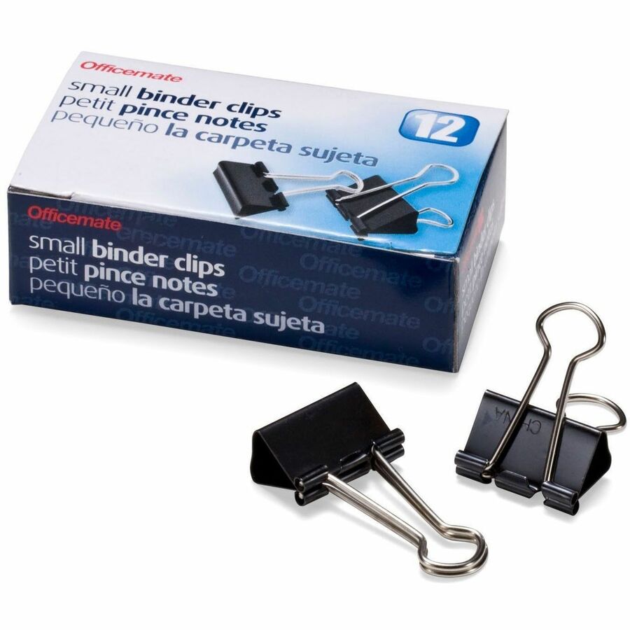 Officemate 99020 Small Binder Clips, Black, 12/Pack