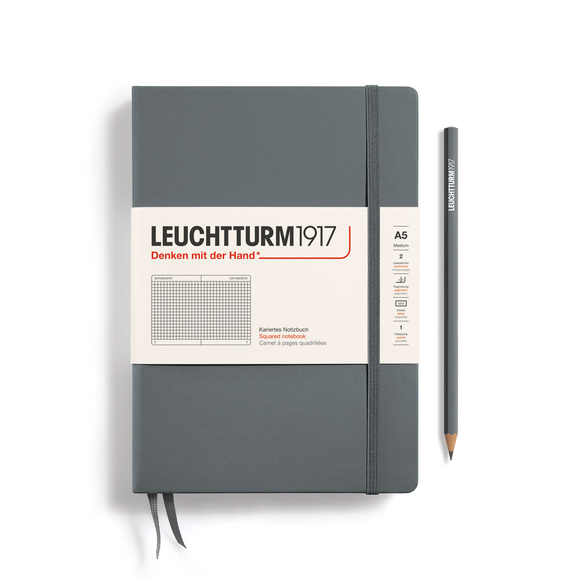 A5 Squared/Graph Notebook Hardcover, LEUCHTTURM1917