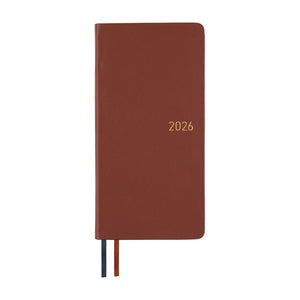 2026 Hobonichi Techo -  Leather: Wine Brown / Weeks Softcover Book / Weekly Horizontal / Jan start / Mon start