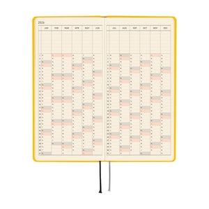 2026 Hobonichi Techo -  Colors: Full Moon Yellow / Weeks Hardcover Book / Weekly Horizontal / Jan start / Mon start