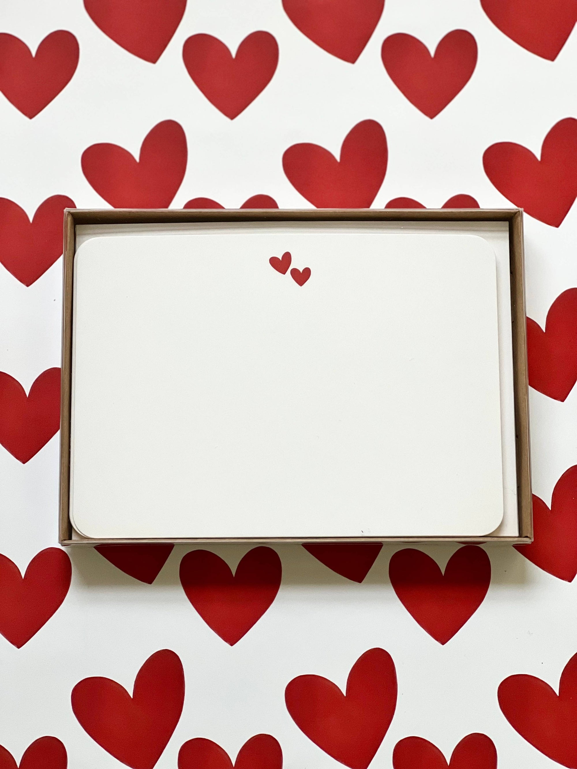 Red Hearts Flat Notecards