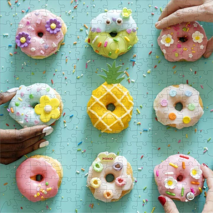 Wooden Puzzle: Nine Donuts in Pouch