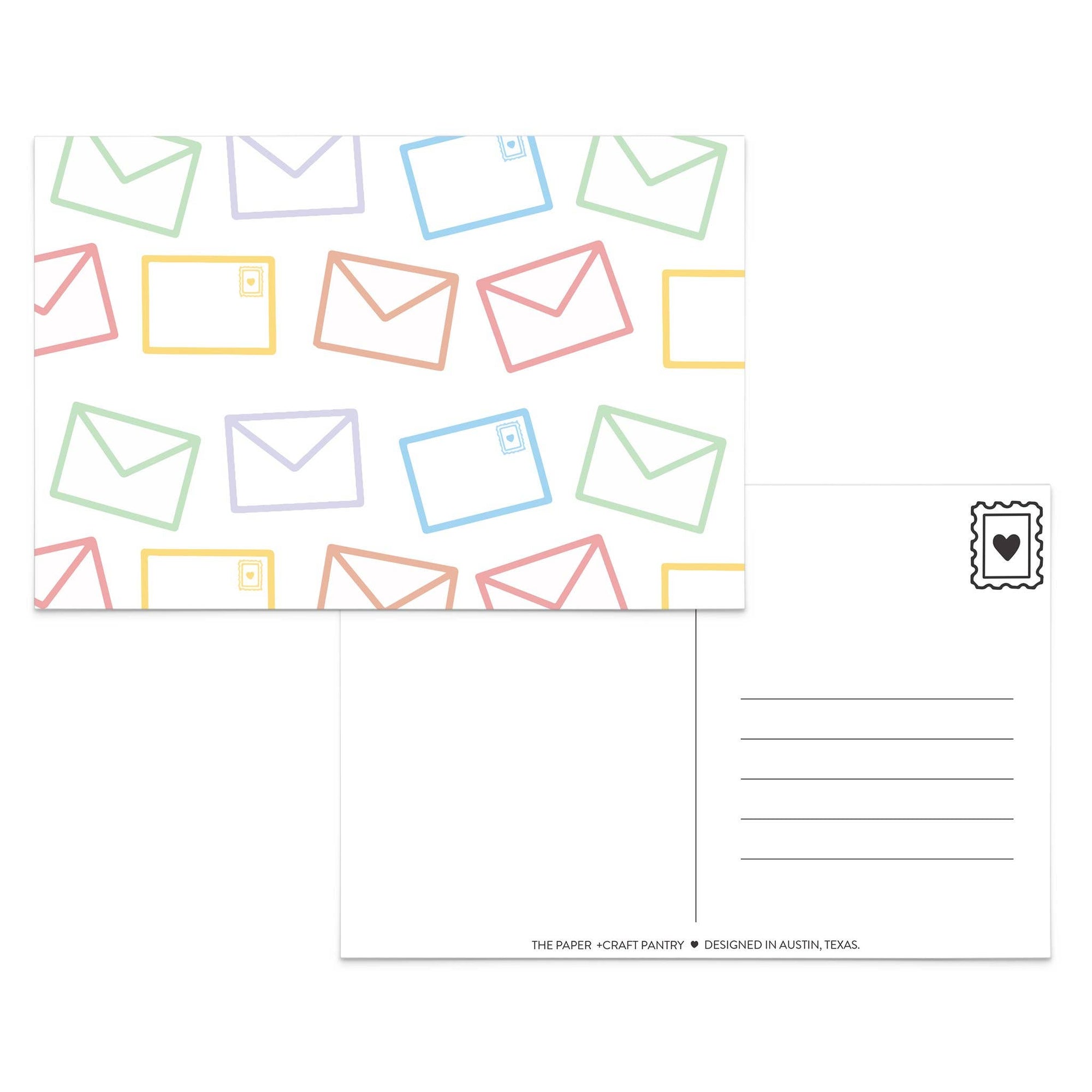 Pastel Envelopes Postcard, The Paper + Craft Pantry