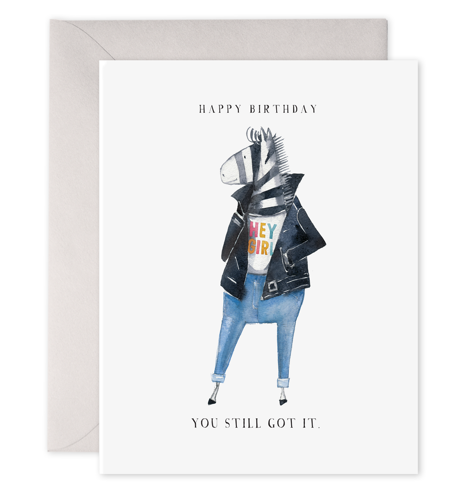 Hey Girl | Zebra Birthday Greeting Card: 4.25 X 5.5 INCHES