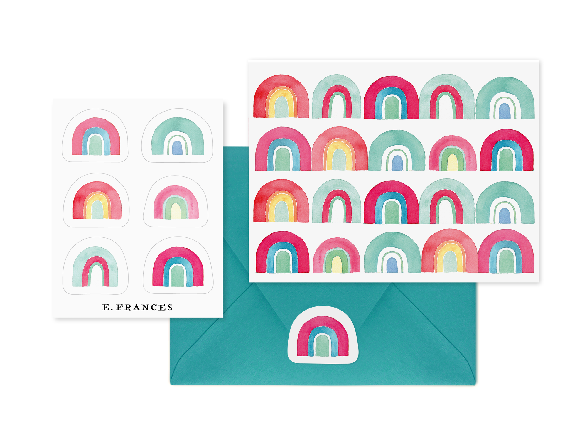 Rainbow Quartet Notecard + Sticker Set