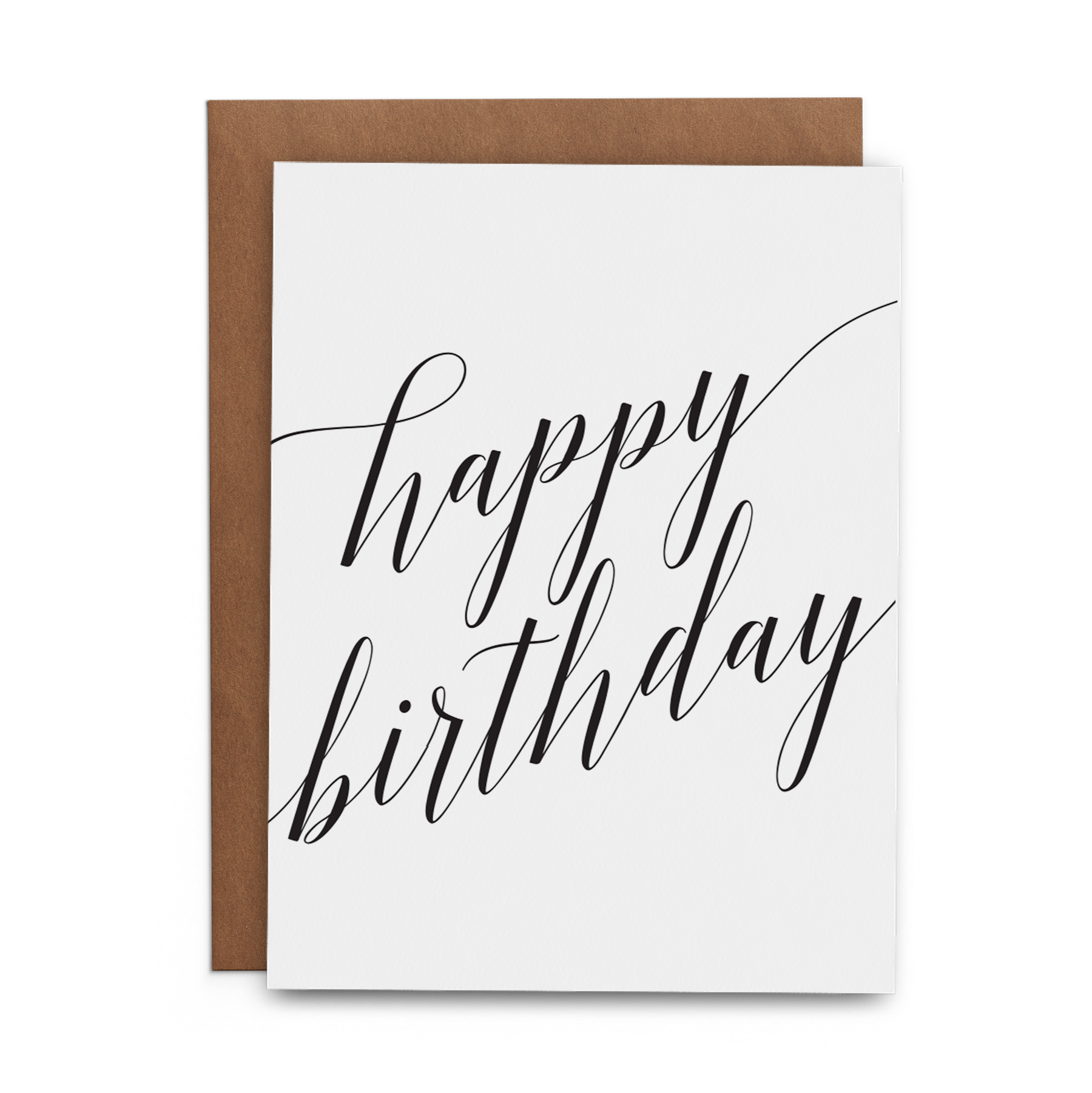 Happy Birthday Black Script - Hand-lined Greeting Card