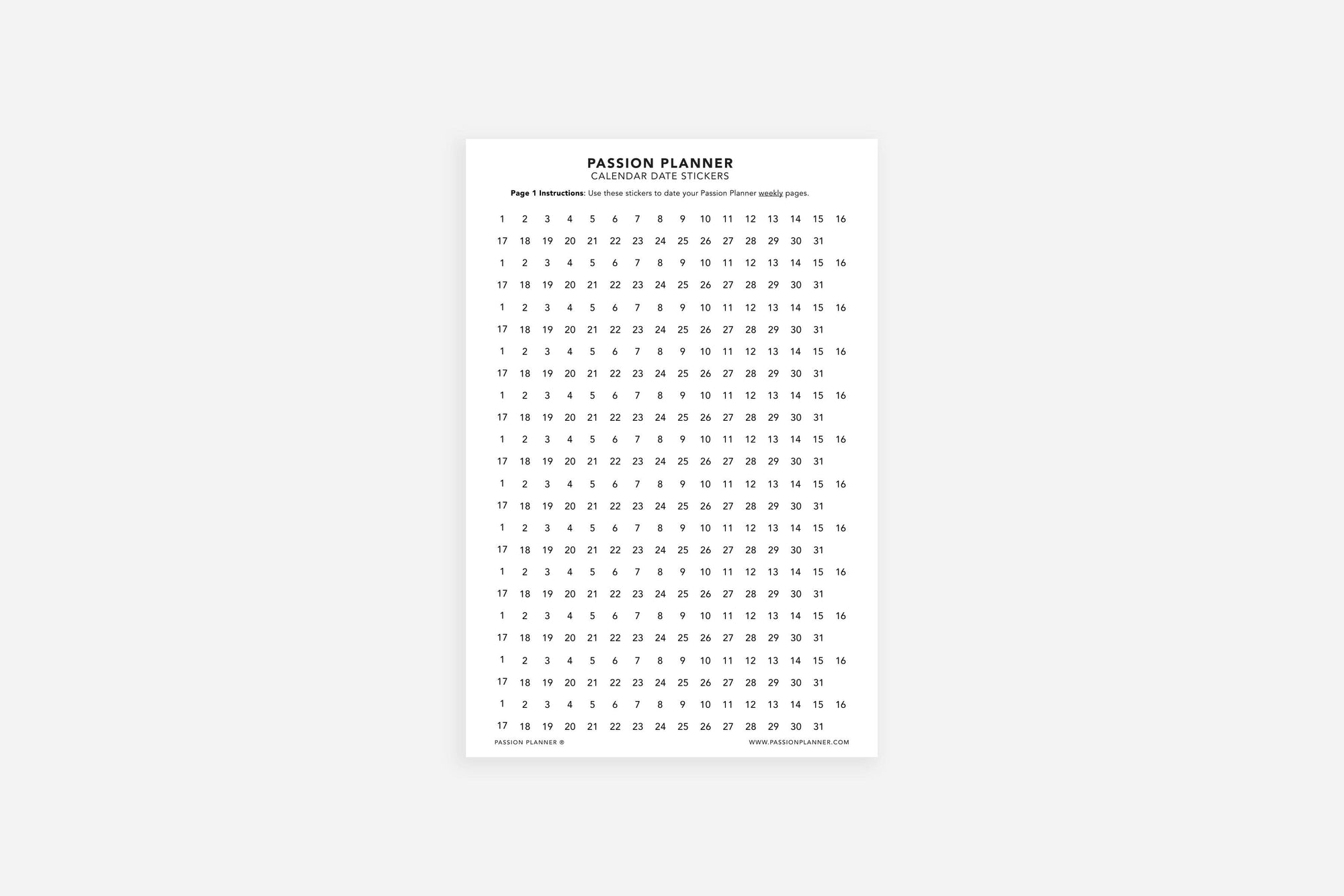 Calendar Date Stickers