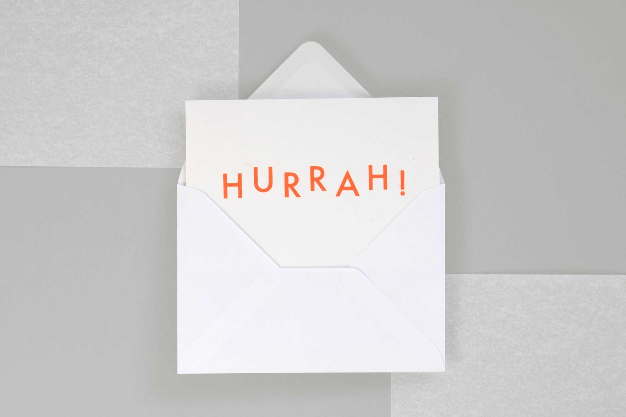 Foil blocked Hurrah card – Neon Orange on White