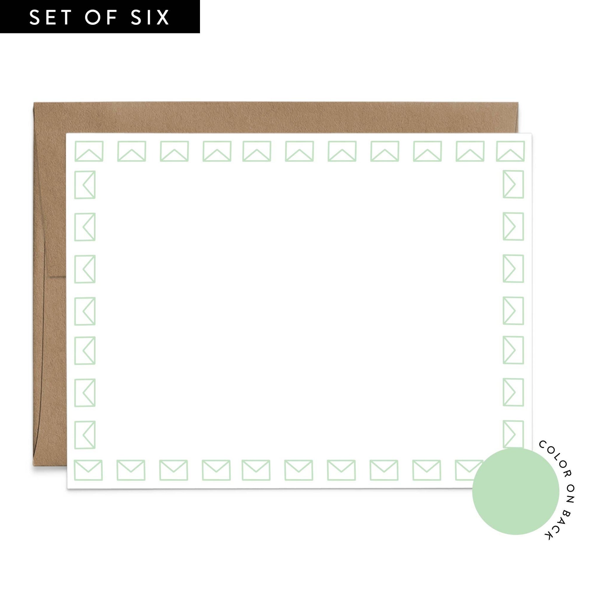 Mint Envelope Border Flat Notecard Box Set