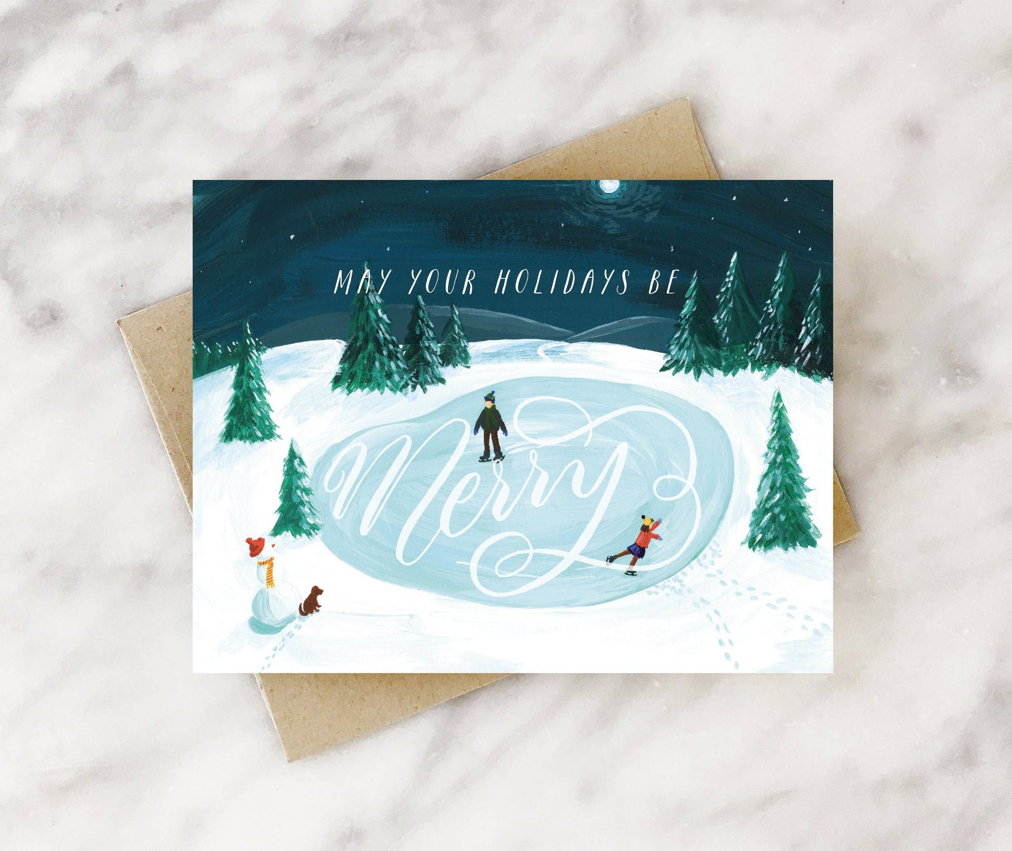 merry skating holiday card