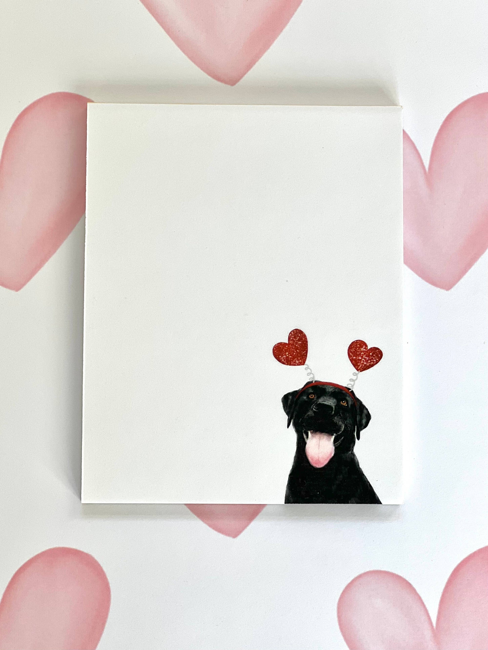 Black Lab Dog With Hearts Small Notepad