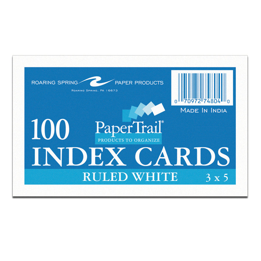 INDEX CARDS 3"x5" RULED WHITE