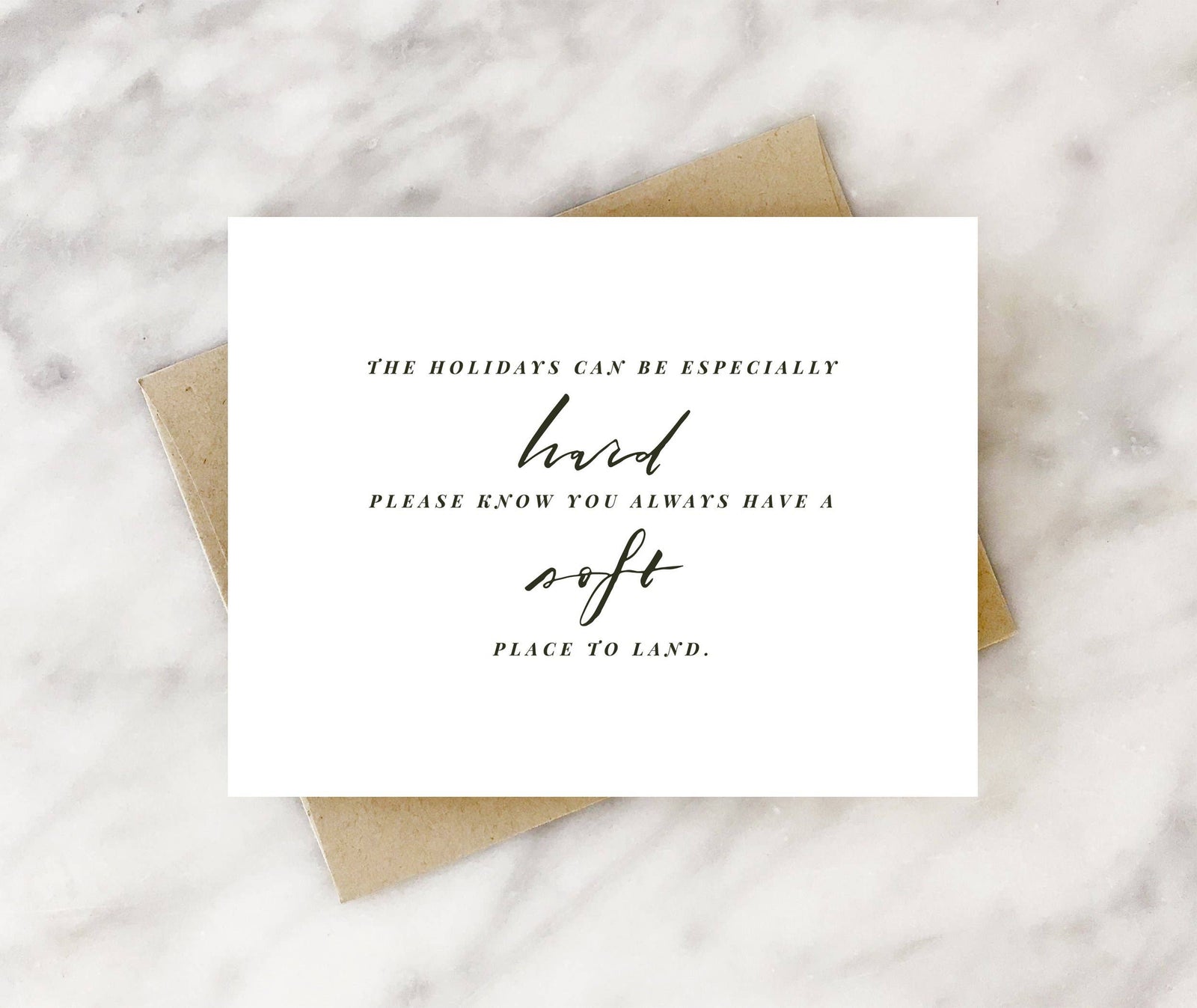 soft place to land empathy holiday card