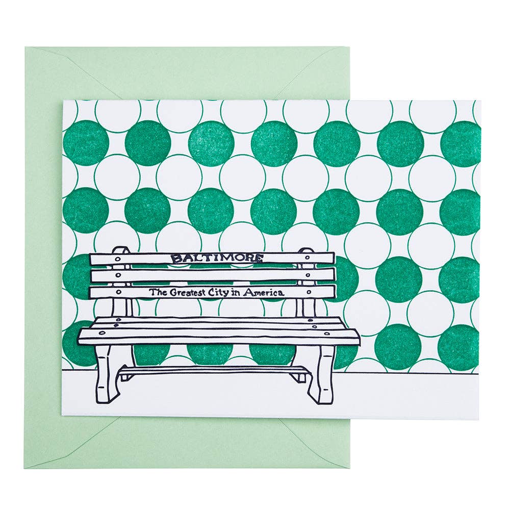 Baltimore Maryland | Greatest City In America Bench card / Navy & green