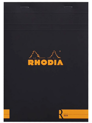A4 Blank Staplebound "R" Notepad Softcover, RHODIA in Black